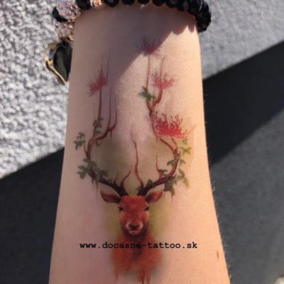 Jelen parohy listy stromy farebne docasne tetovanie