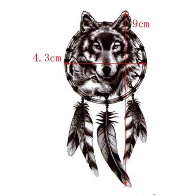 Lapač snov - vlk - pierko - dočasné tetovanie 3