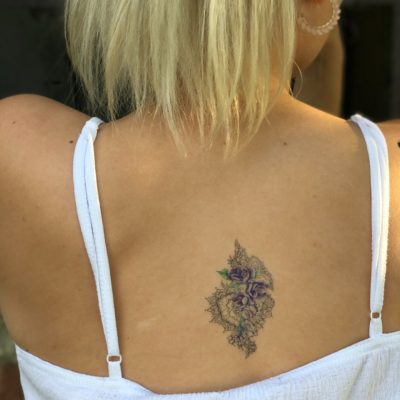 fialove kvetiny - ornamenty - docasne tetovanie