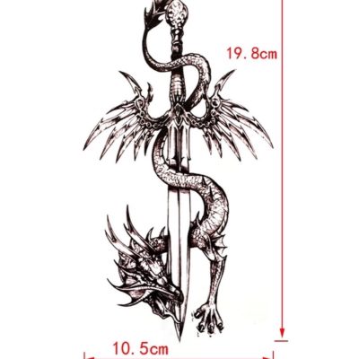 Drak – meč – dočasné tetovanie 2