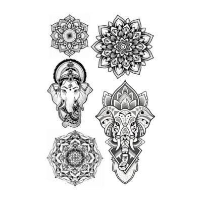 Mandala – slon – ornament dočasné tetovanie (2)