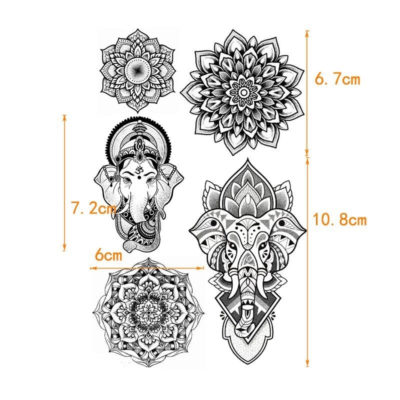 Mandala – slon – ornament dočasné tetovanie