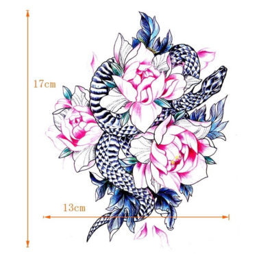 Ruže – kvety – had – príroda dočasné tetovanie