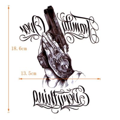 Pištoľ – zbraň – rodina – family – nápis – dočasné tetovanie (4)