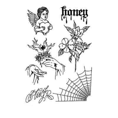 Set – pavučina – anjel – srdce – kvet – nápis – dočasné tetovanie (1)