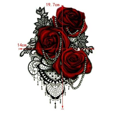 Červené ruže – kvety – farebné dočasné tetovanie (2)