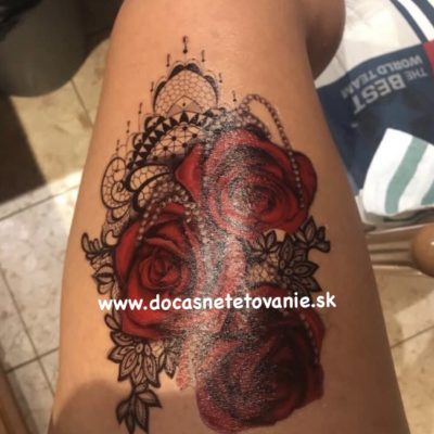 Červené ruže – kvety – farebné dočasné tetovanie (4)