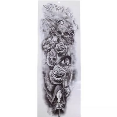 Rukáv – mníška – oko – ruže – smrťka -veľké dočasné tetovanie 1