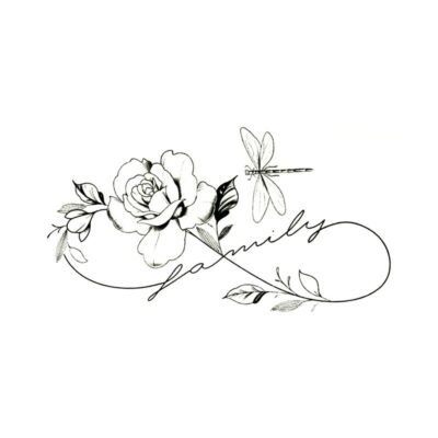 Láska - rodina - ležatá osmička - ruža - dočasné tetovanie (2)