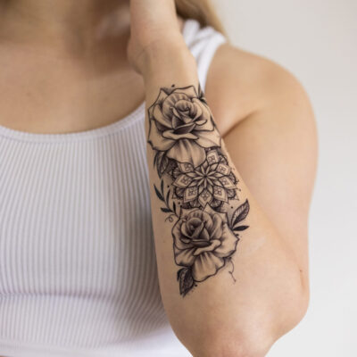 Ruže - mandala - kvety - dočasné tetovanie (1)