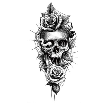 Smrťka - ruže - had - dočasné tetovanie